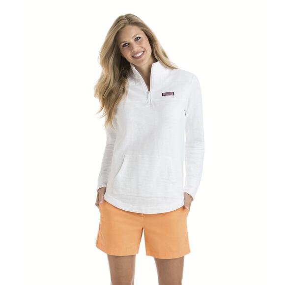 Vineyard Vines Garment Dyed Relaxed Slub Shep Shirt 1/4 Zip Pullover White M - Picture 2 of 16
